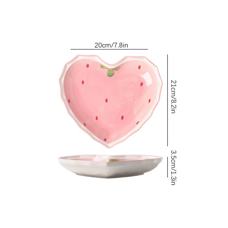 Angelic Kitchenware™ Strawberry Heart Bowl Spoon + Plate