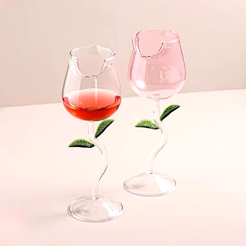 Angelic Kitchenware™ Rose-Shaped Wine Glasses