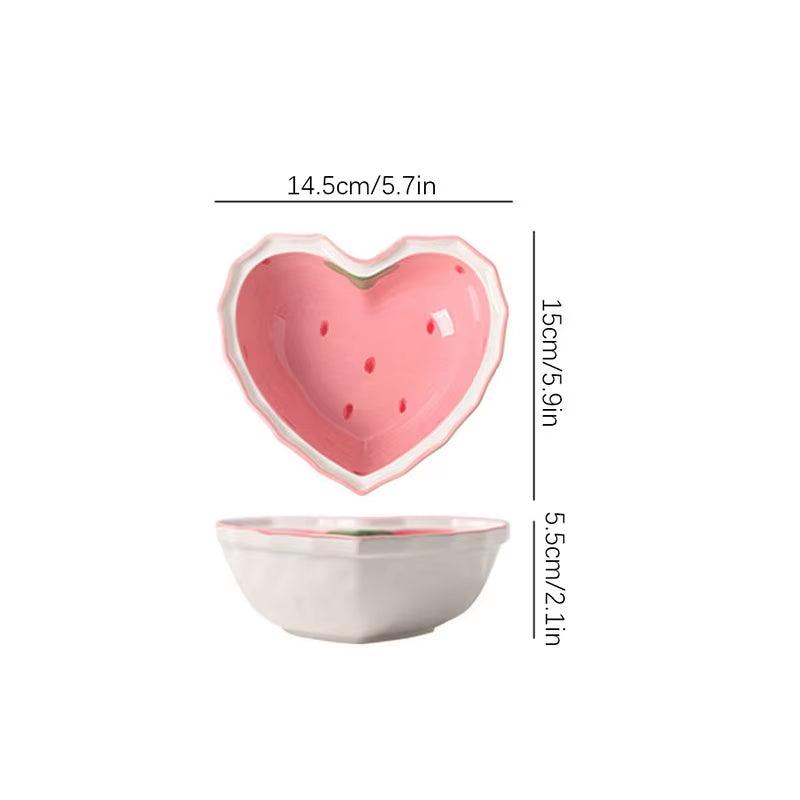 Angelic Kitchenware™ Strawberry Heart Bowl Spoon + Plate